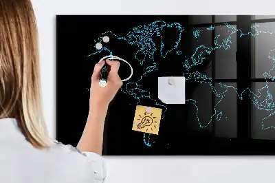 Pizarra magnética para dibujar diseño de contornos del mapa del mundo