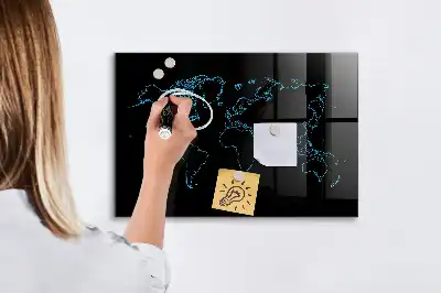 Pizarra magnética para dibujar diseño de contornos del mapa del mundo