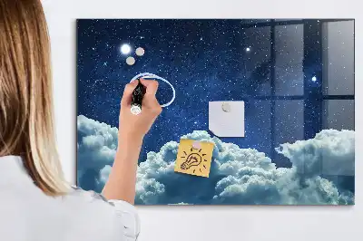 Pizarra magnética con rotulador diseño de cielo con ambiente nocturno