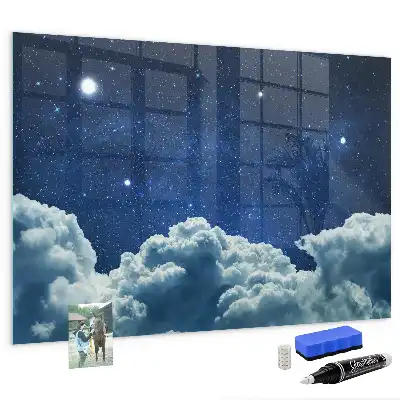 Pizarra magnética con rotulador diseño de cielo con ambiente nocturno