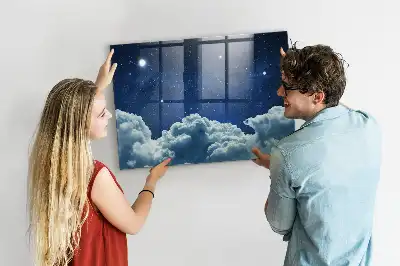 Pizarra magnética con rotulador diseño de cielo con ambiente nocturno