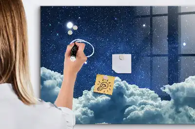 Pizarra magnética con rotulador diseño de cielo con ambiente nocturno
