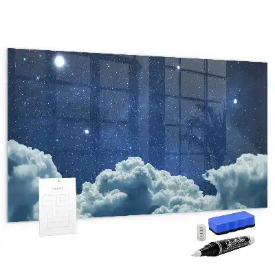 Pizarra magnética con rotulador diseño de cielo con ambiente nocturno