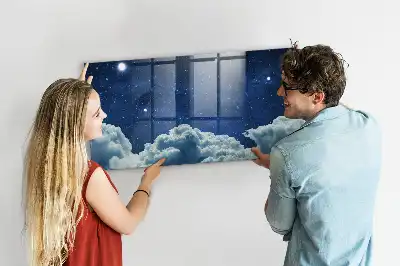 Pizarra magnética con rotulador diseño de cielo con ambiente nocturno