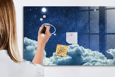 Pizarra magnética con rotulador diseño de cielo con ambiente nocturno