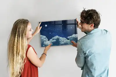 Pizarra magnética con rotulador diseño de cielo con ambiente nocturno