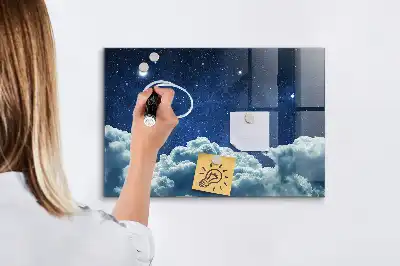 Pizarra magnética con rotulador diseño de cielo con ambiente nocturno