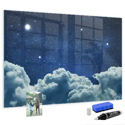 Pizarra magnética con rotulador diseño de cielo con ambiente nocturno