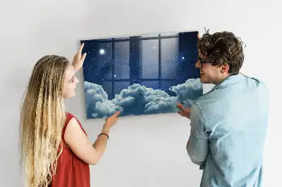Pizarra magnética con rotulador diseño de cielo con ambiente nocturno