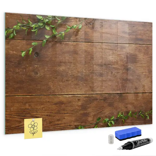 Pizarra magnética con rotulador de madera rústica