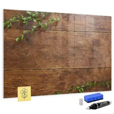 Pizarra magnética con rotulador de madera rústica