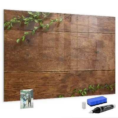 Pizarra magnética con rotulador de madera rústica