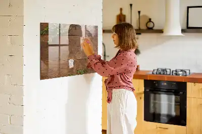 Pizarra magnética con rotulador de madera rústica