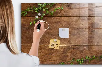 Pizarra magnética con rotulador de madera rústica