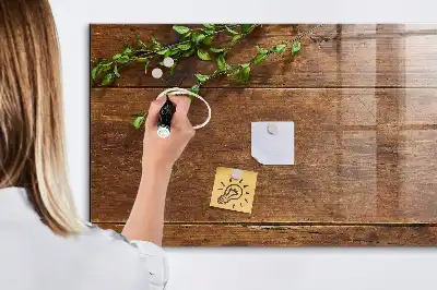 Pizarra magnética con rotulador de madera rústica