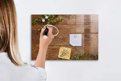 Pizarra magnética con rotulador de madera rústica