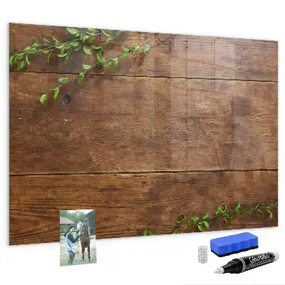 Pizarra magnética con rotulador de madera rústica