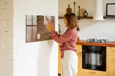 Pizarra magnética con rotulador de madera rústica