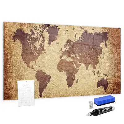 Mapa del mundo antiguo pizarra magnética con rotulador