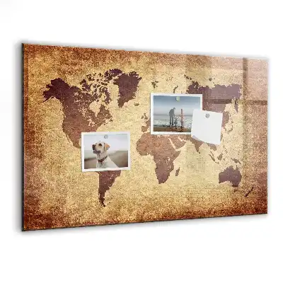 Mapa del mundo antiguo pizarra magnética con rotulador