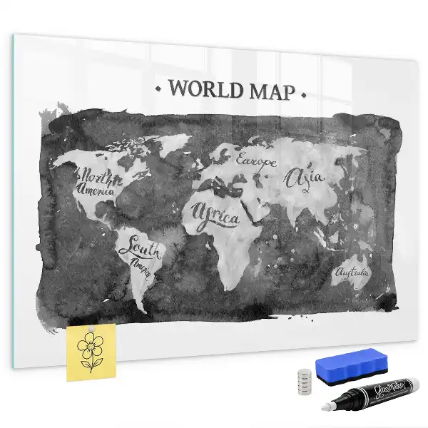 Mapa del mundo retro pizarra magnética para dibujar