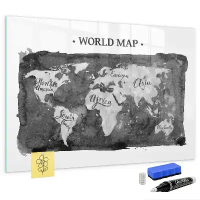 Mapa del mundo retro pizarra magnética para dibujar