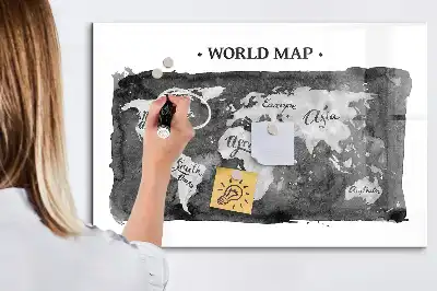 Mapa del mundo retro pizarra magnética para dibujar