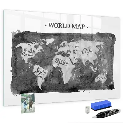 Mapa del mundo retro pizarra magnética para dibujar