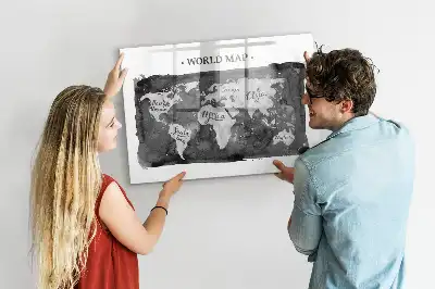 Mapa del mundo retro pizarra magnética para dibujar