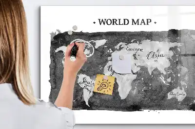 Mapa del mundo retro pizarra magnética para dibujar