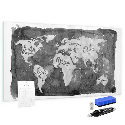 Mapa del mundo retro pizarra magnética para dibujar