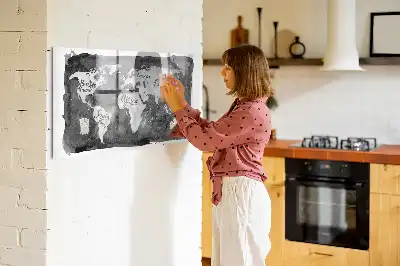 Mapa del mundo retro pizarra magnética para dibujar