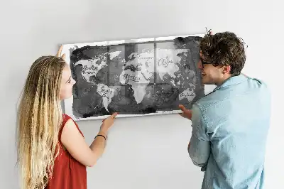 Mapa del mundo retro pizarra magnética para dibujar