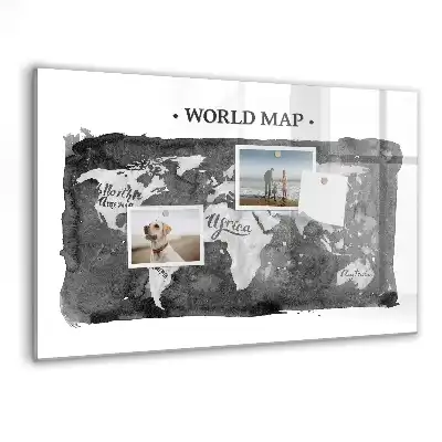 Mapa del mundo retro pizarra magnética para dibujar