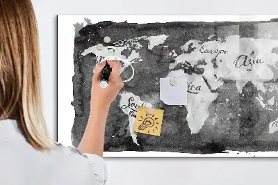 Mapa del mundo retro pizarra magnética para dibujar