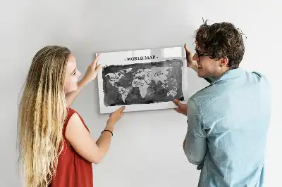Mapa del mundo retro pizarra magnética para dibujar
