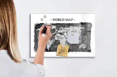 Mapa del mundo retro pizarra magnética para dibujar