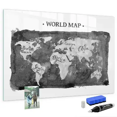 Mapa del mundo retro pizarra magnética para dibujar