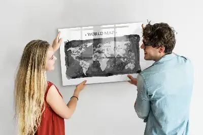 Mapa del mundo retro pizarra magnética para dibujar