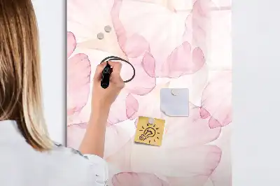 Pizarra magnética decorativa con rotulador diseño de pétalos en acuarela