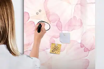 Pizarra magnética decorativa con rotulador diseño de pétalos en acuarela