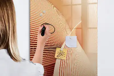 Pizarra magnética decorativa con rotulador con patrón abstracto de olas