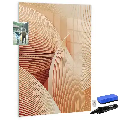 Pizarra magnética decorativa con rotulador con patrón abstracto de olas
