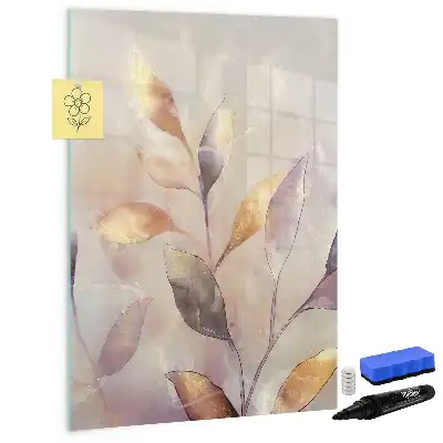 Pizarra magnética de cristal borrable con diseño de plantas en acuarela