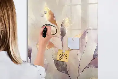 Pizarra magnética de cristal borrable con diseño de plantas en acuarela