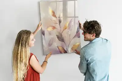 Pizarra magnética de cristal borrable con diseño de plantas en acuarela