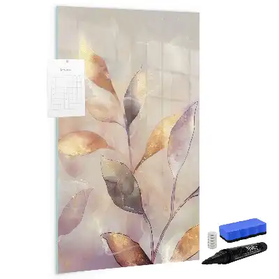Pizarra magnética de cristal borrable con diseño de plantas en acuarela
