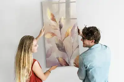 Pizarra magnética de cristal borrable con diseño de plantas en acuarela