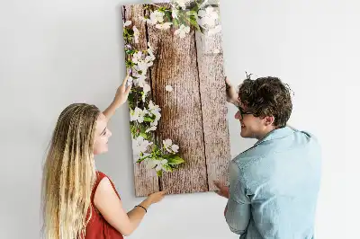 Pizarra magnética decorativa diseño de flores sobre tablas de madera con rotulador incluido