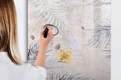 Pizarra magnética decorativa con rotulador diseño de hojas de palma